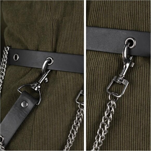 Medieval Women Belt Vintage Faux Leather Chain Pouch Costume Accessory
